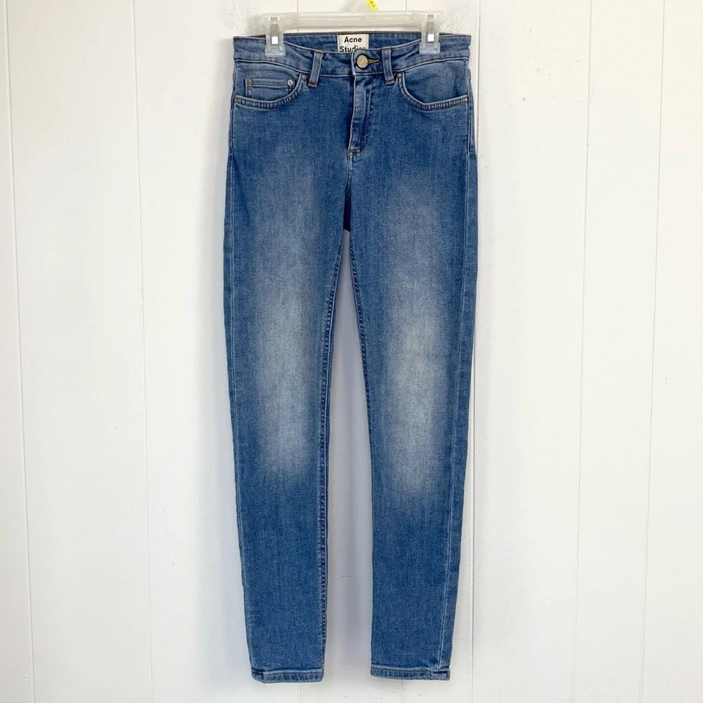 ACNE STUDIOS SKIN 5 LT USD BLU Jeans Women‎ W25 L27 Denim Skinny Pants Slim Zip
